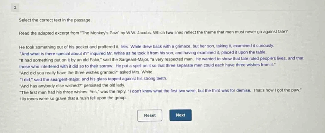 select the correct text in the passage. read the adapted excerpt from \…