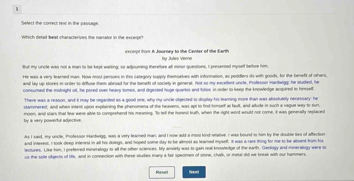 1 select the correct text in the passage. which detail best characteriz…