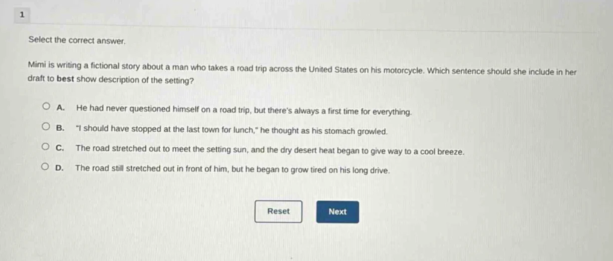 select the correct answer. mimi is writing a fictional story about a ma…