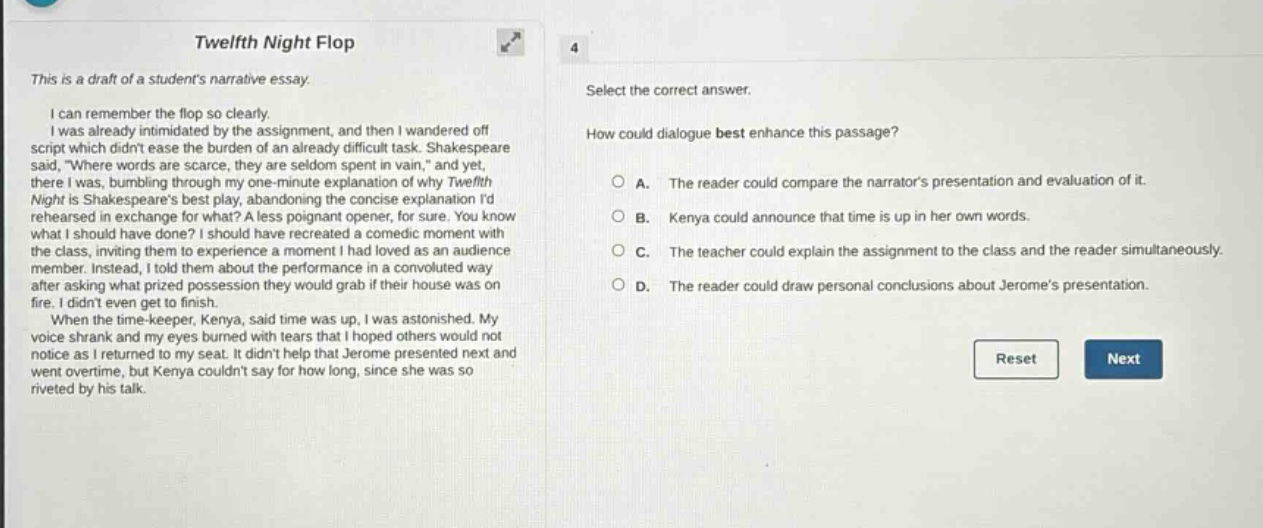 twelfth night flop this is a draft of a students narrative essay. i can…