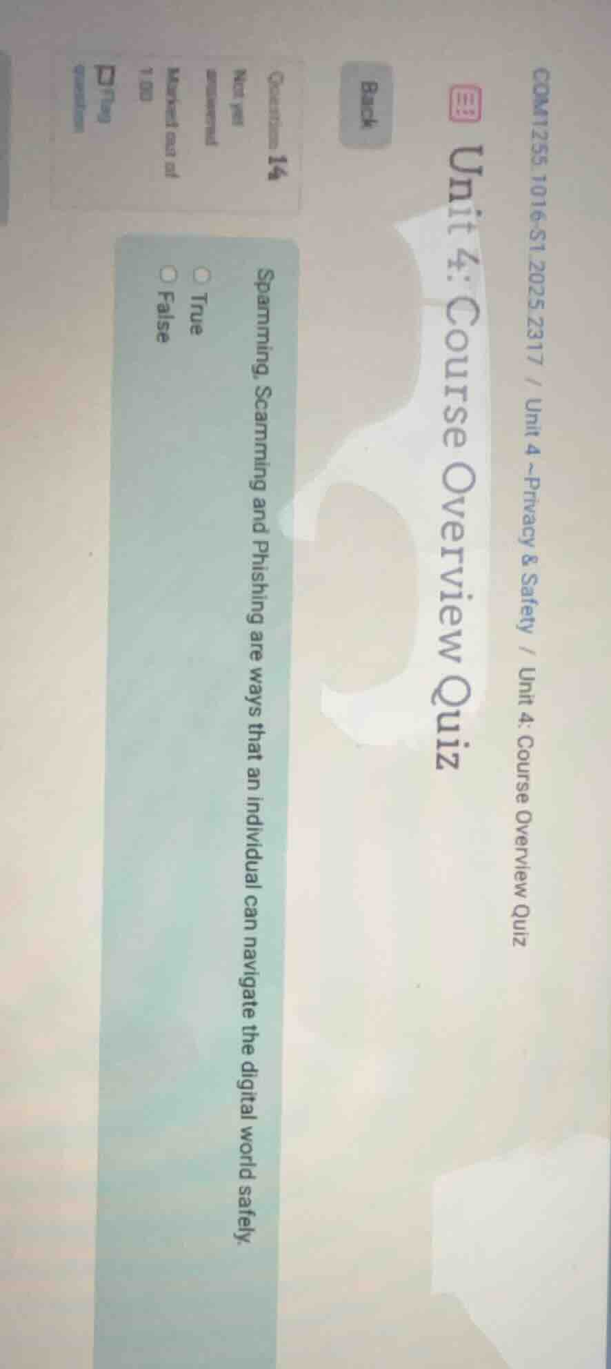 comm255 1016-s1 2025 2317 / unit 4 ~privacy & safety / unit 4: course o…