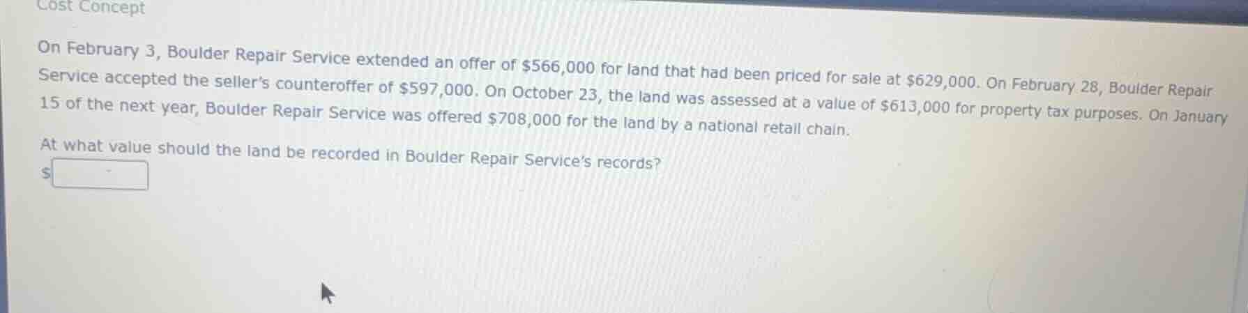 cost concept on february 3, boulder repair service extended an offer of…