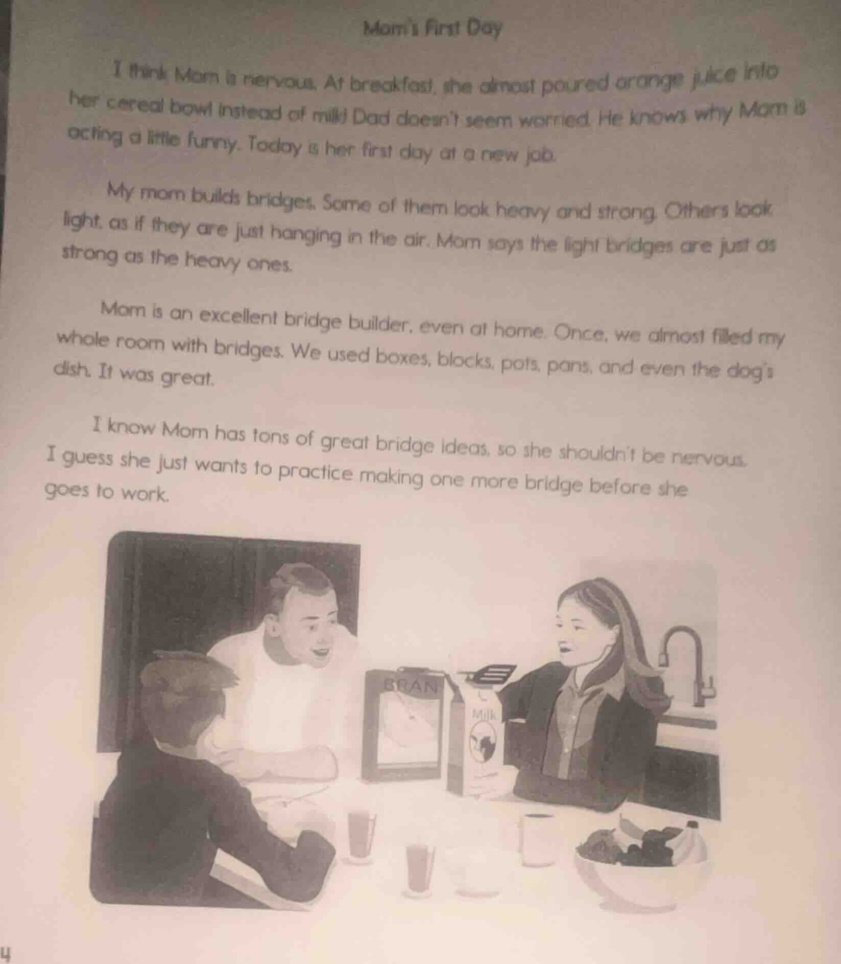 moms first day i think mom is nervous. at breakfast, she almost poured …