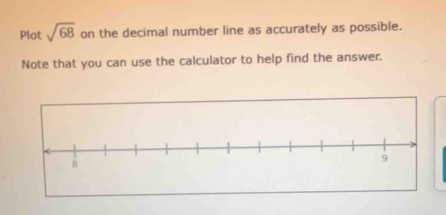 plot \\(\\sqrt{68}\\) on the decimal number line as accurately as possi…