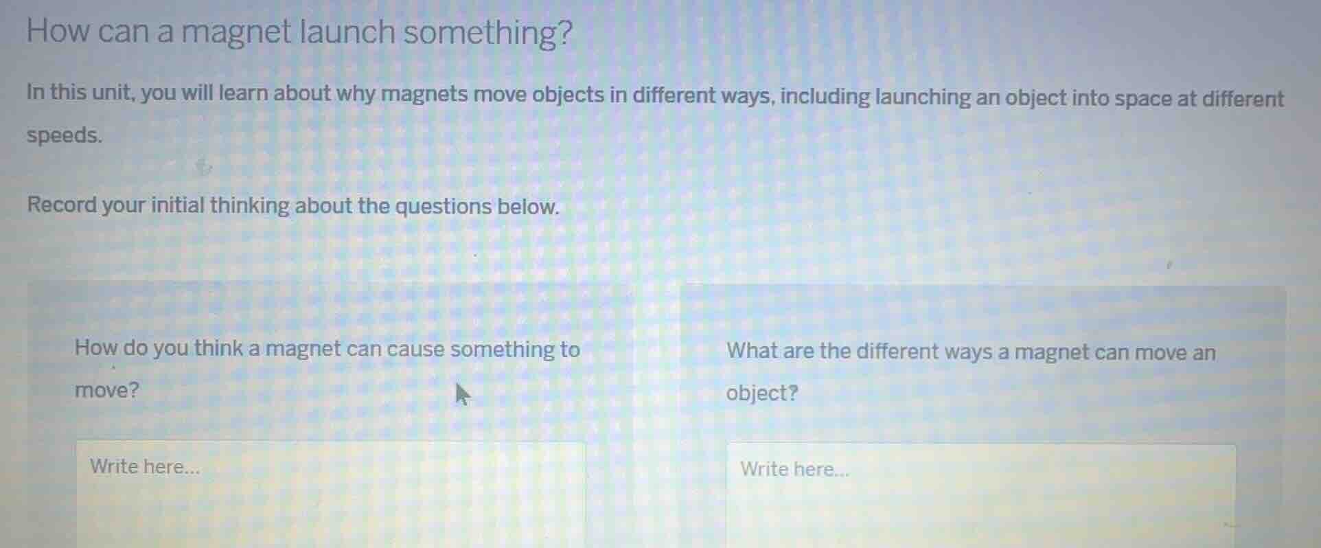how can a magnet launch something? in this unit, you will learn about w…