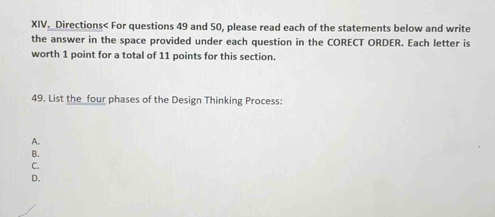 xiv. directions< for questions 49 and 50, please read each of the state…