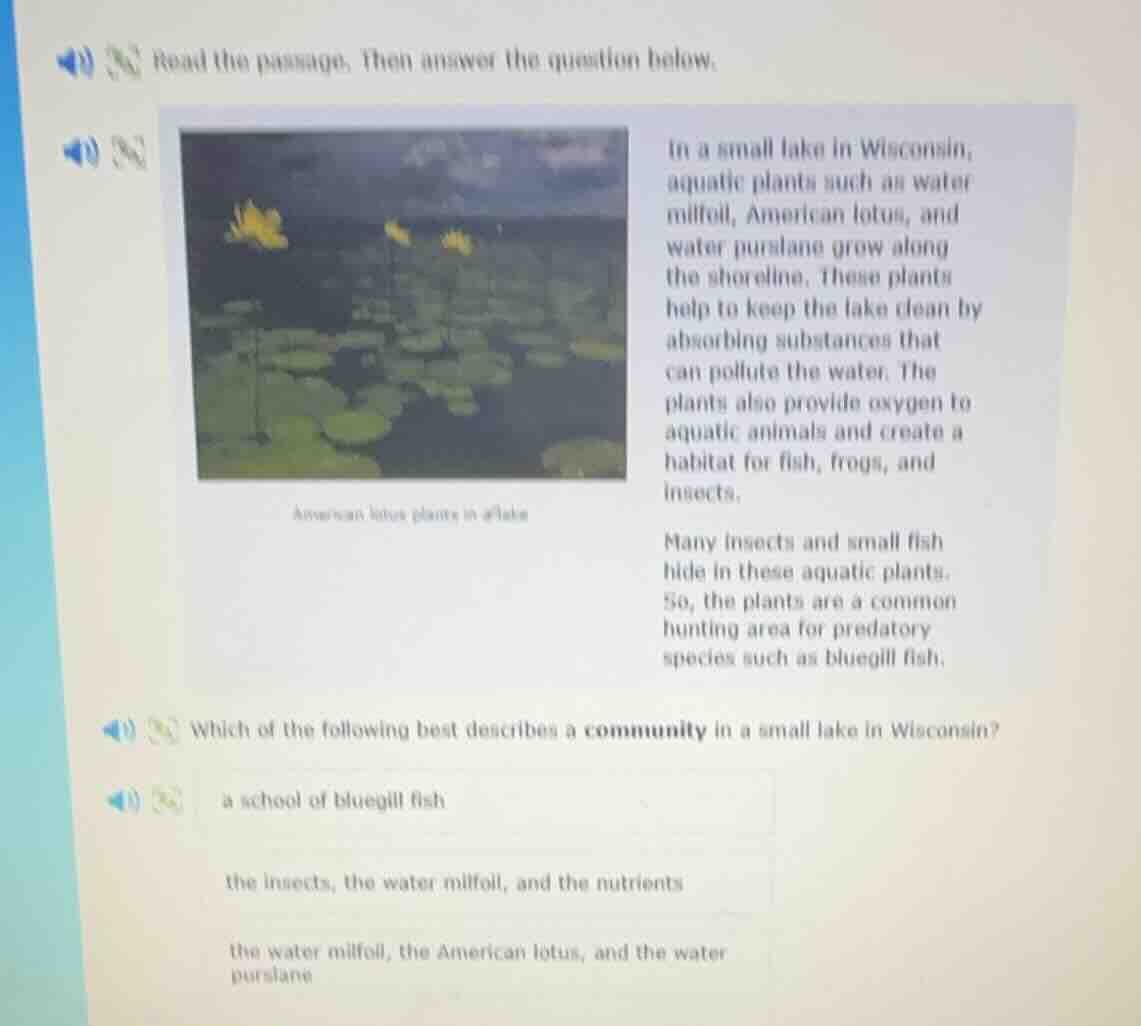 read the passage. then answer the question below. american lotus plants…