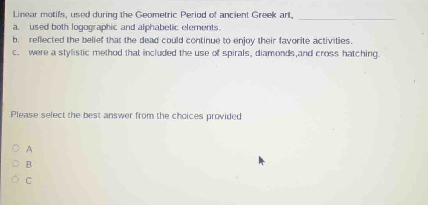 linear motifs, used during the geometric period of ancient greek art, a…