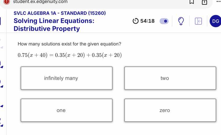 svlc algebra 1a - standard (15260) solving linear equations: distributi…