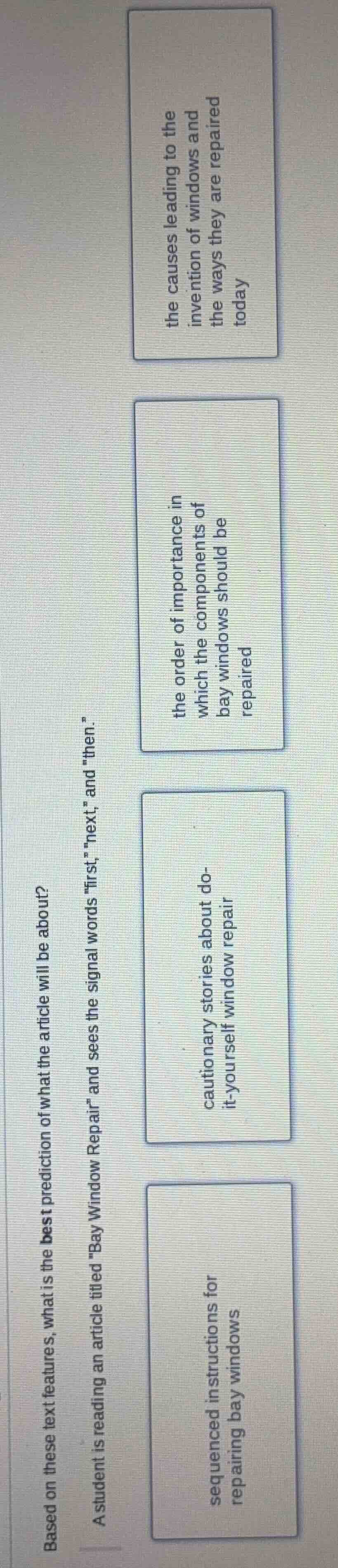 based on these text features, what is the best prediction of what the a…