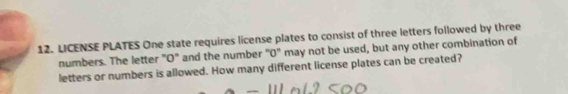 12. license plates one state requires license plates to consist of thre…