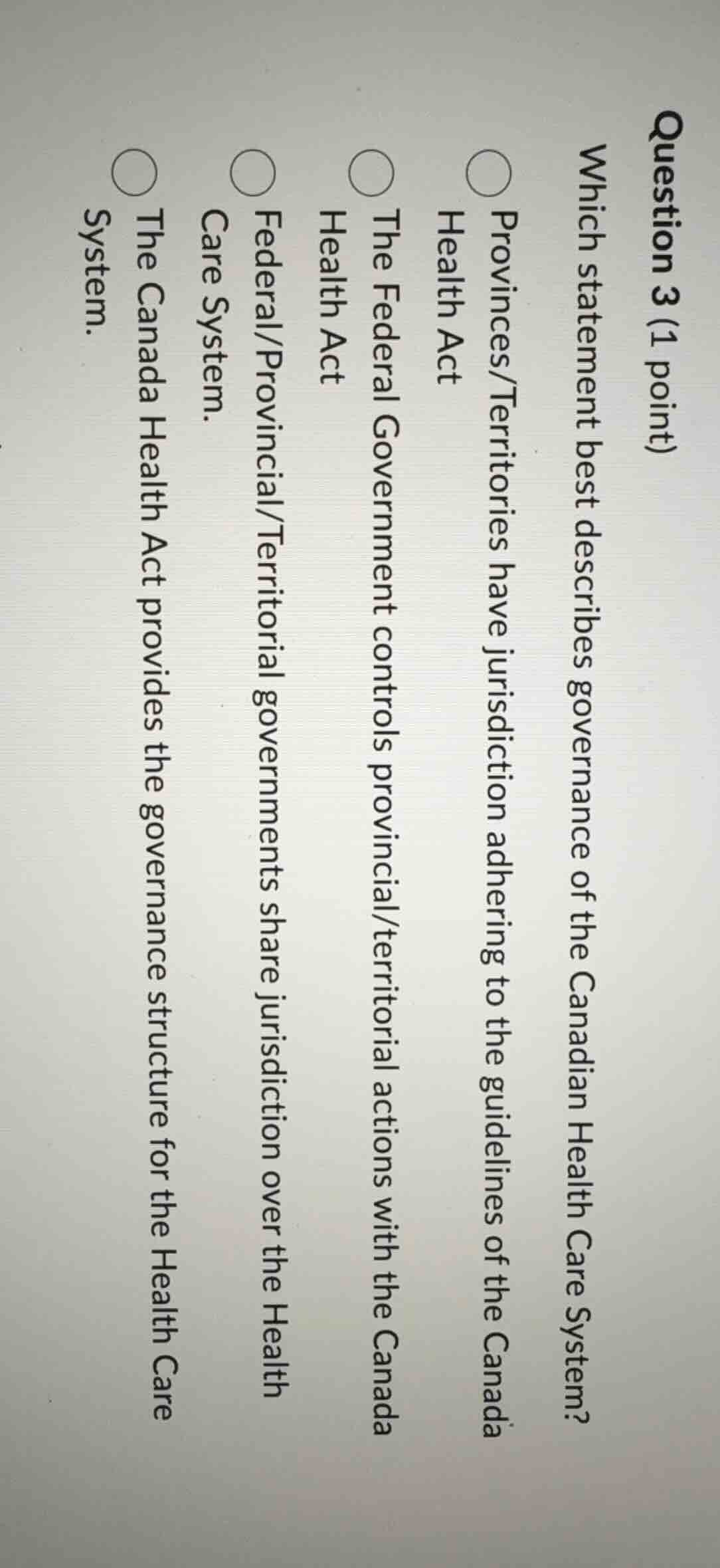 question 3 (1 point) which statement best describes governance of the c…