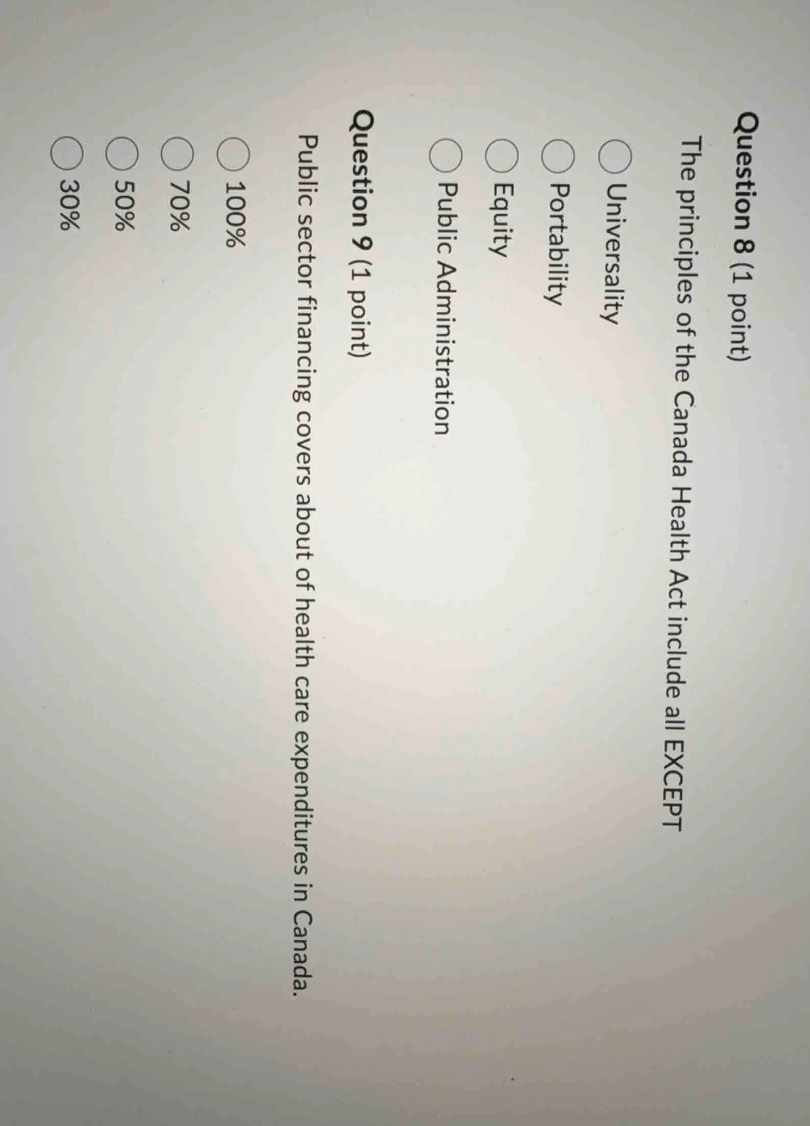 question 8 (1 point) the principles of the canada health act include al…