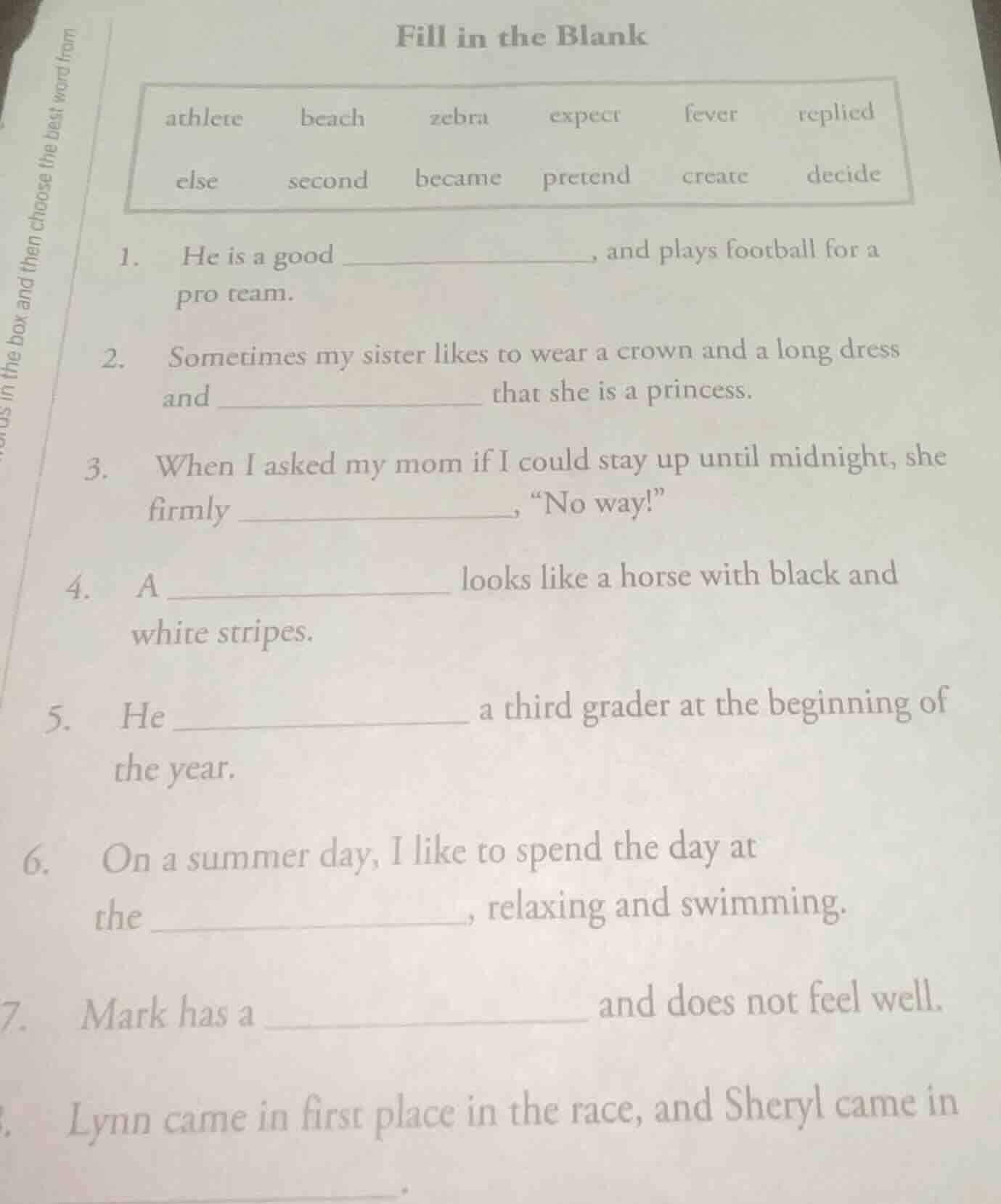 fill in the blank words in the box and then choose the best word from a…