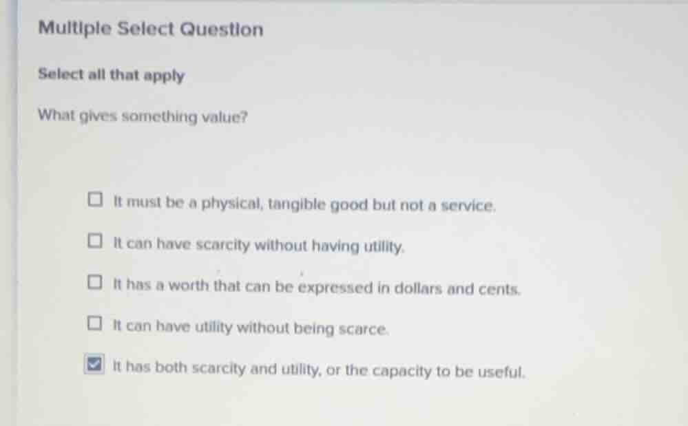multiple select question select all that apply what gives something val…