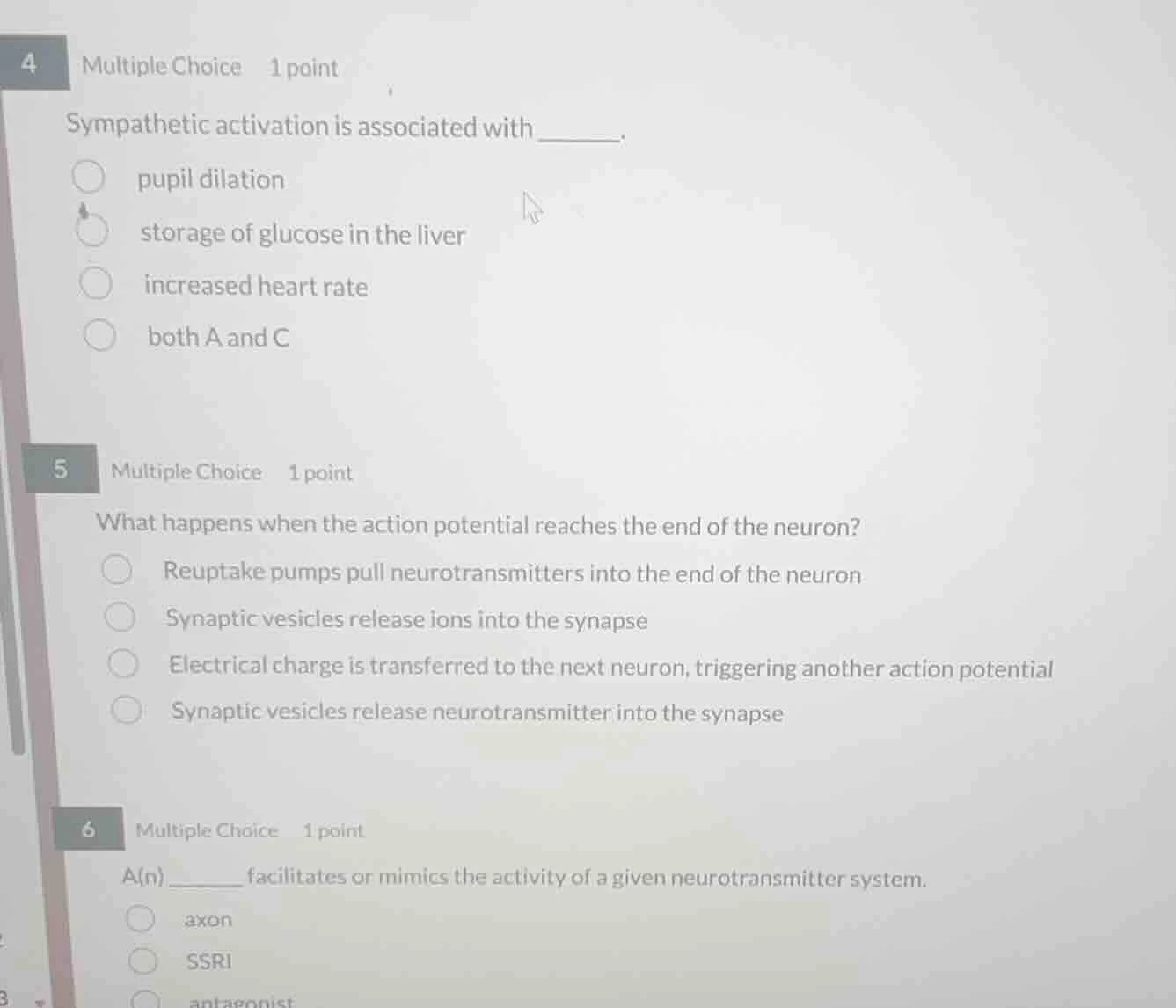 4 multiple choice 1 point sympathetic activation is associated with ___…