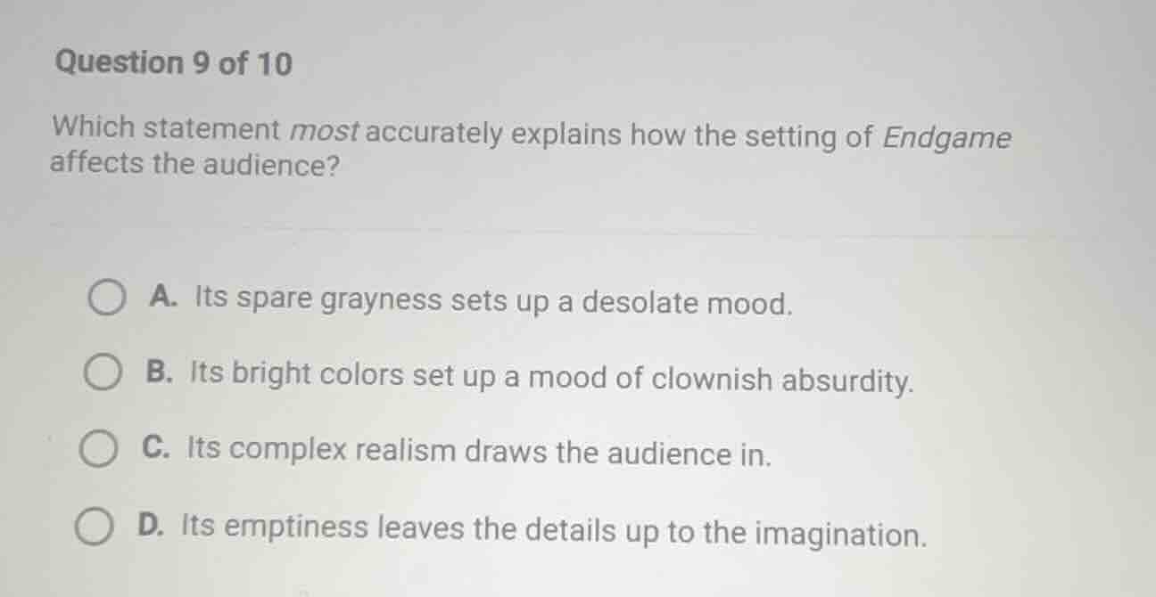 question 9 of 10 which statement most accurately explains how the setti…