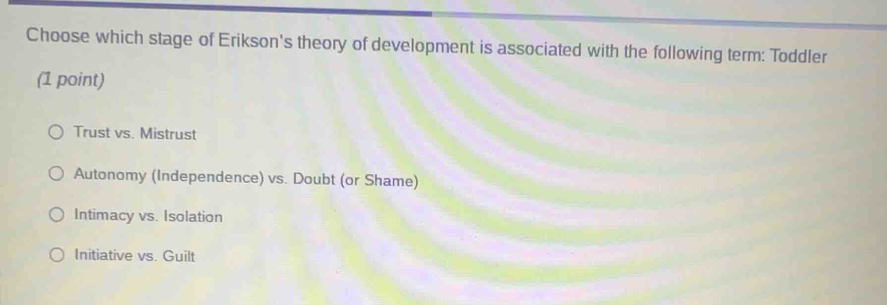 choose which stage of eriksons theory of development is associated with…