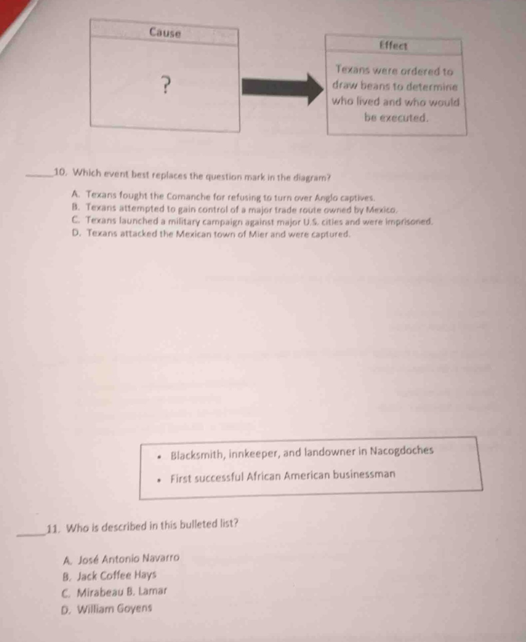 10. which event best replaces the question mark in the diagram? a. texa…