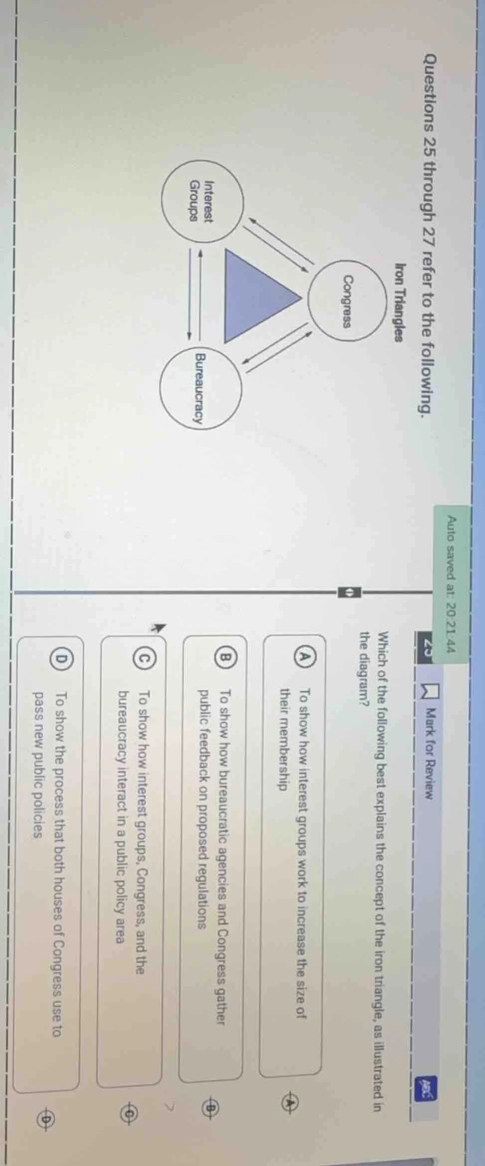 questions 25 through 27 refer to the following. iron triangles diagram …