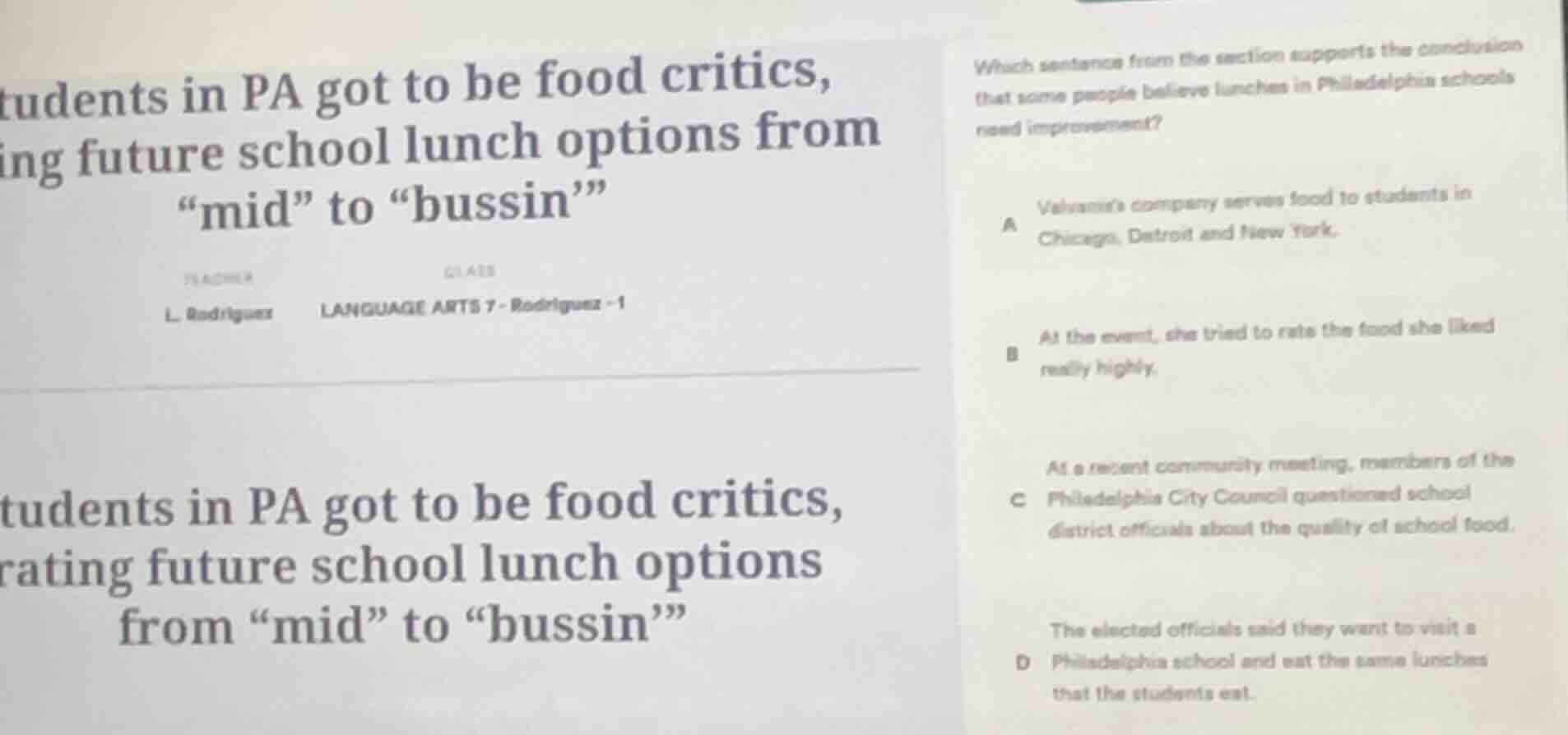 tudents in pa got to be food critics, ing future school lunch options f…