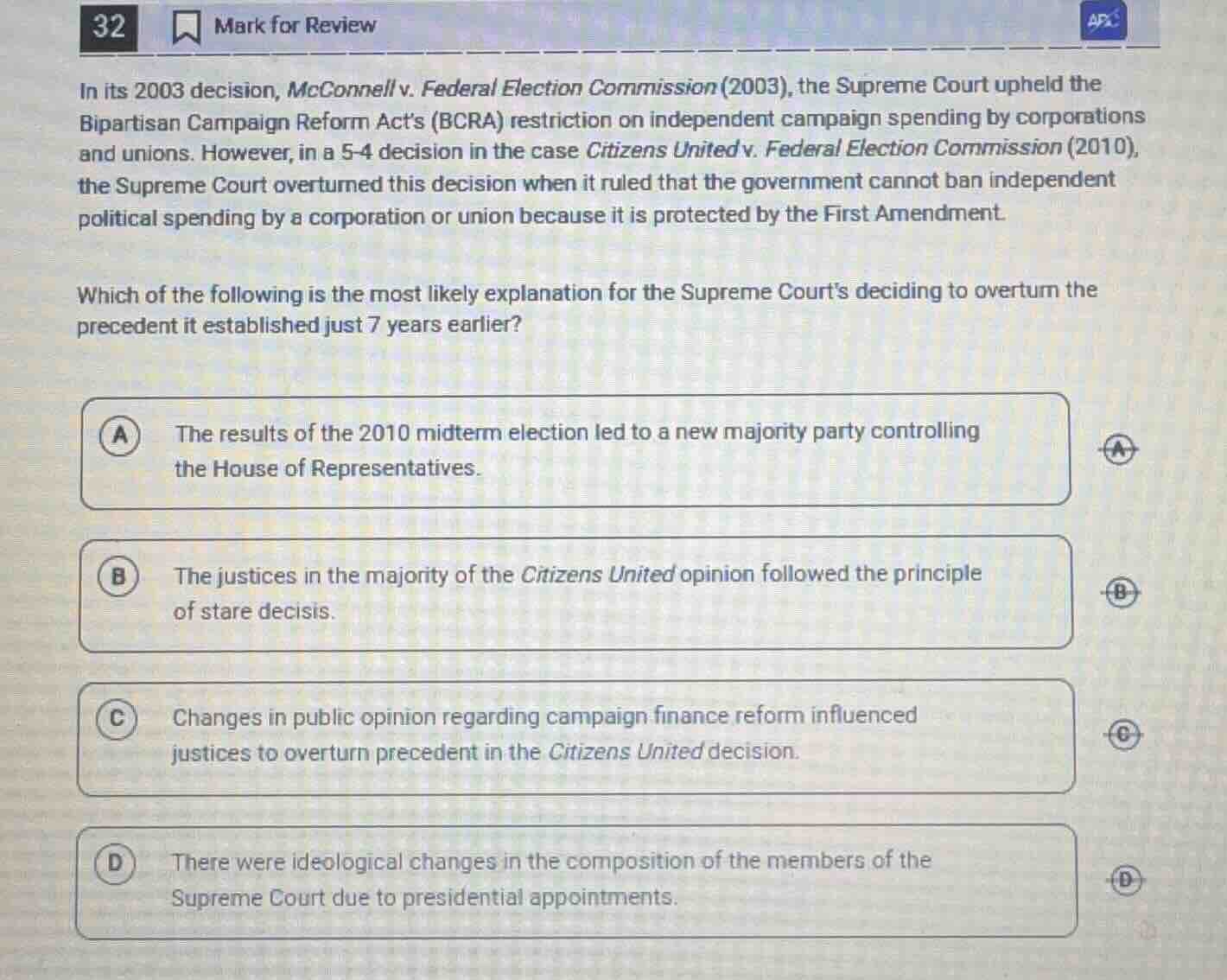 32 mark for review ap in its 2003 decision, mcconnell v. federal electi…