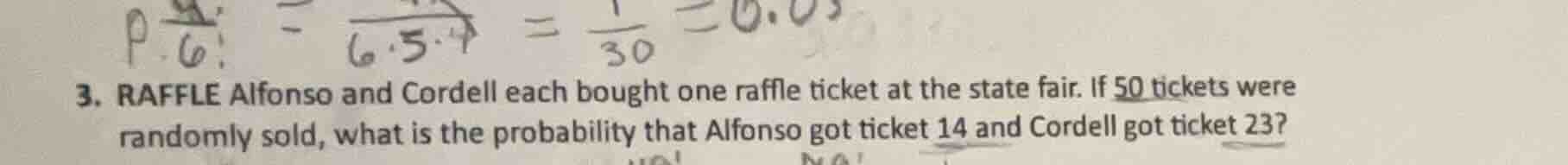 3. raffle alfonso and cordell each bought one raffle ticket at the stat…