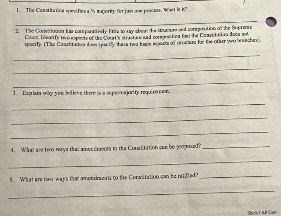 1. the constitution specifies a ¾ majority for just one process. what i…
