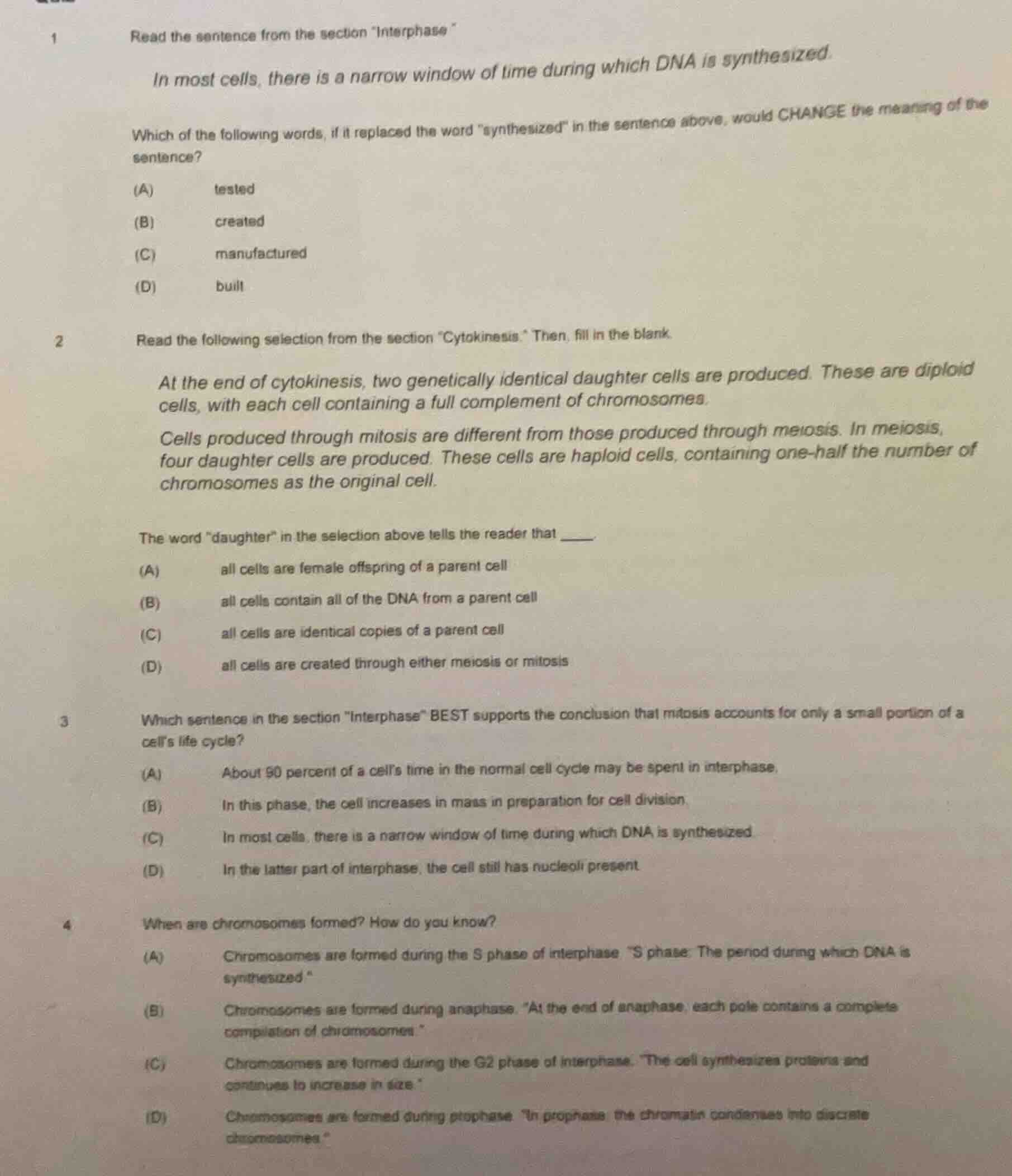 1 read the sentence from the section \interphase\ in most cells, there …