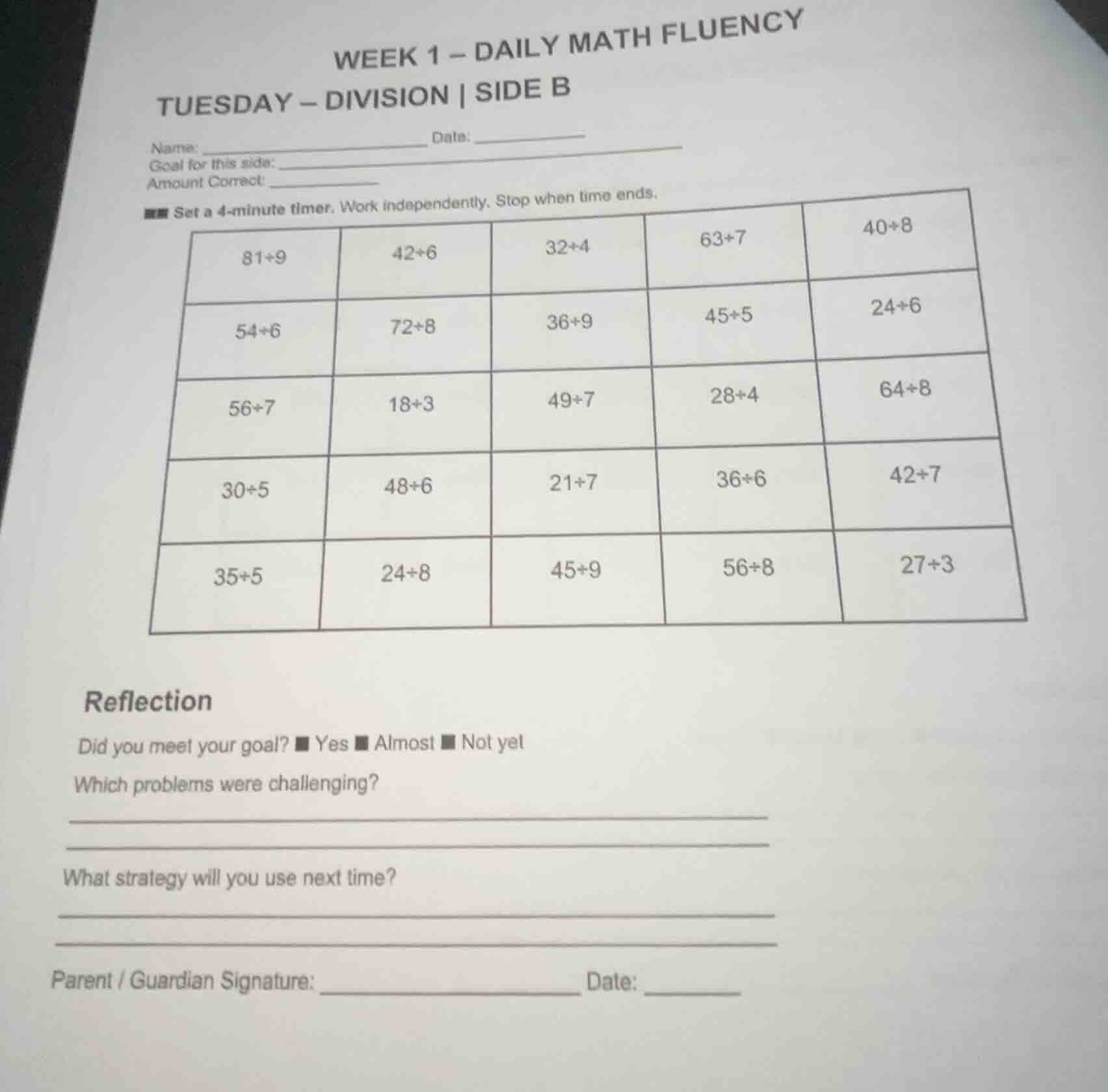 week 1 – daily math fluency tuesday – division | side b name: _________…