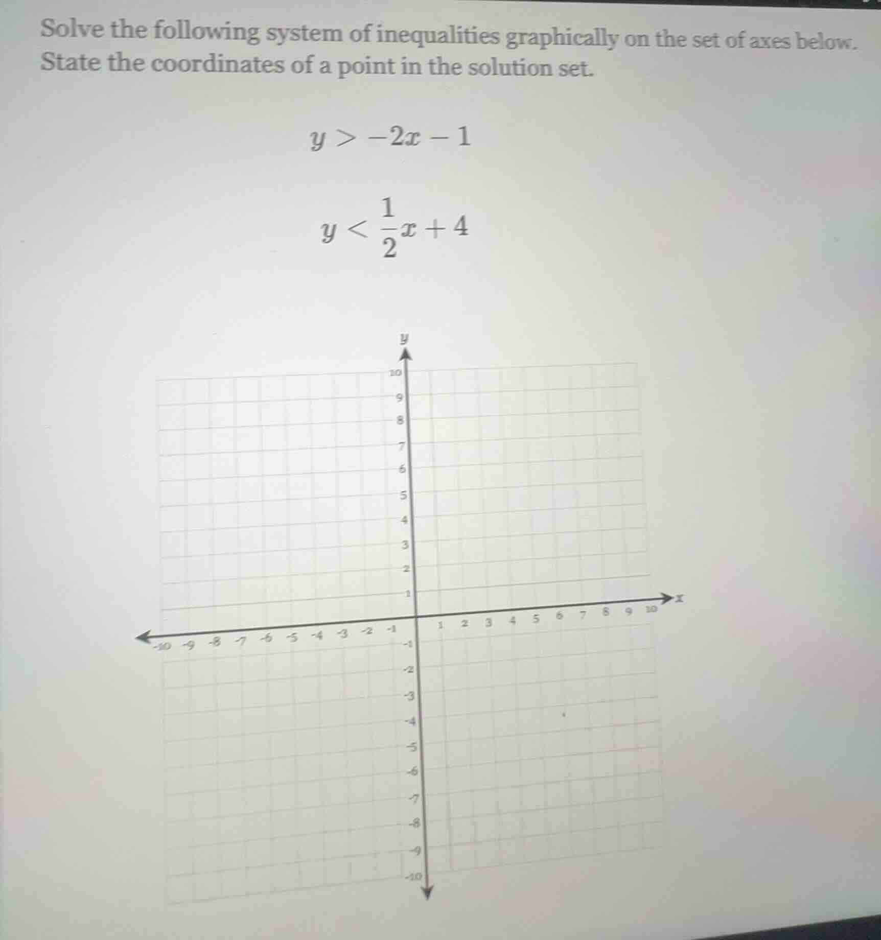 solve the following system of inequalities graphically on the set of ax…