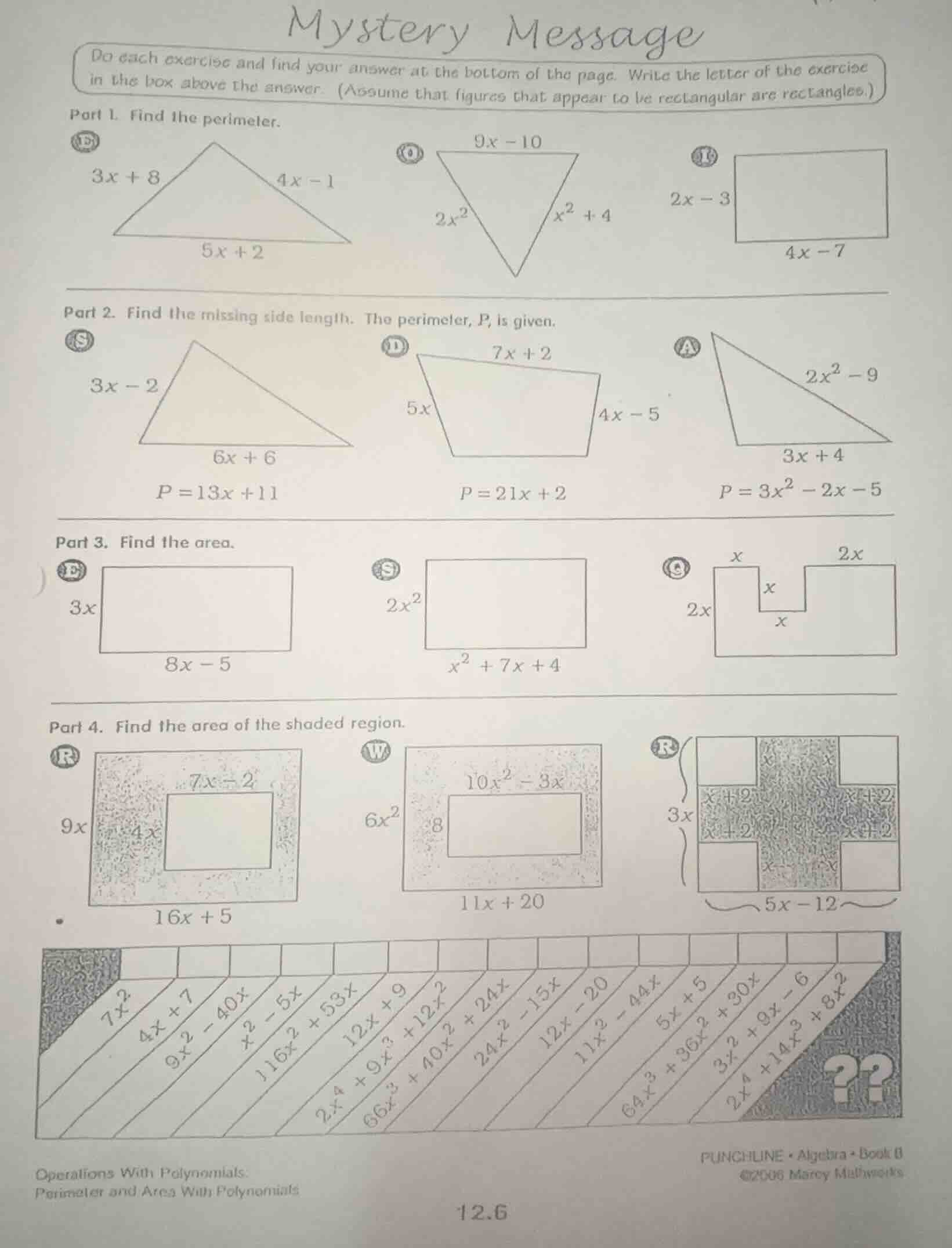 mystery message do each exercise and find your answer at the bottom of …