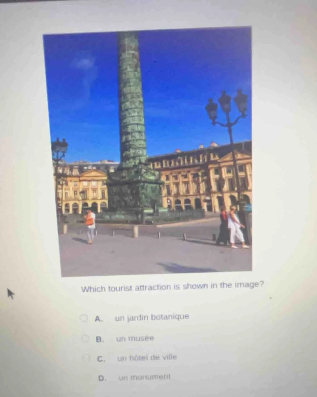 which tourist attraction is shown in the image? a. un jardin botanique …