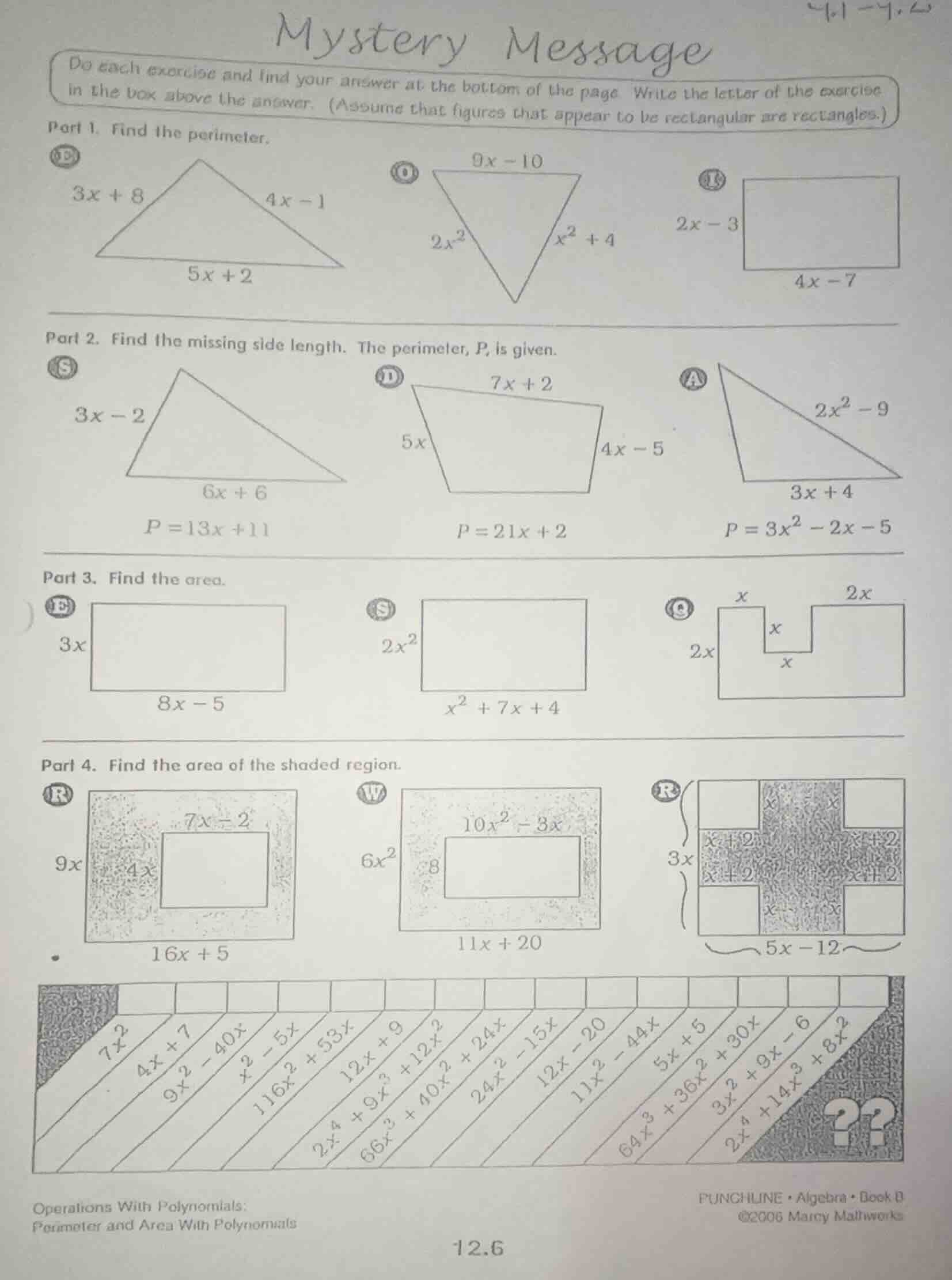 mystery message do each exercise and find your answer at the bottom of …