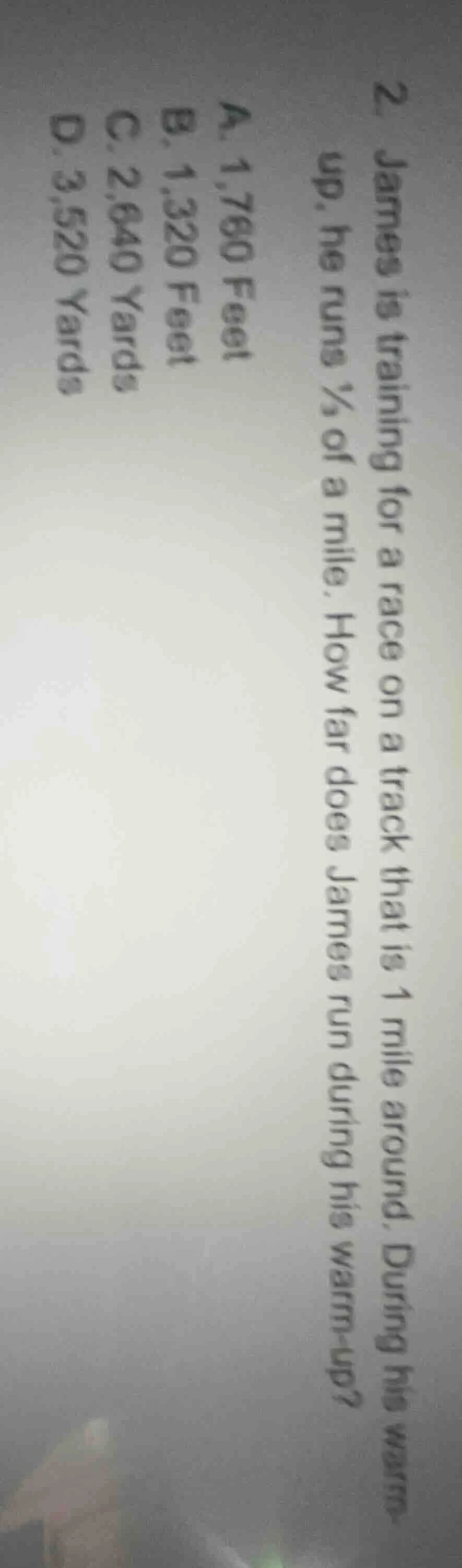 2 james is training for a race on a track that is 1 mile around. during…