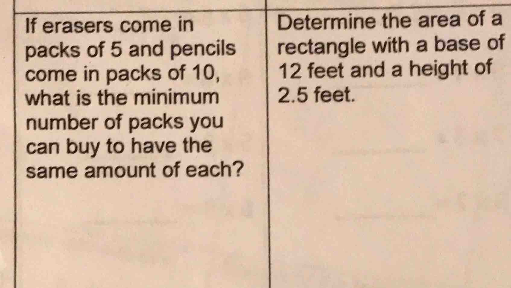 if erasers come in packs of 5 and pencils come in packs of 10, what is …