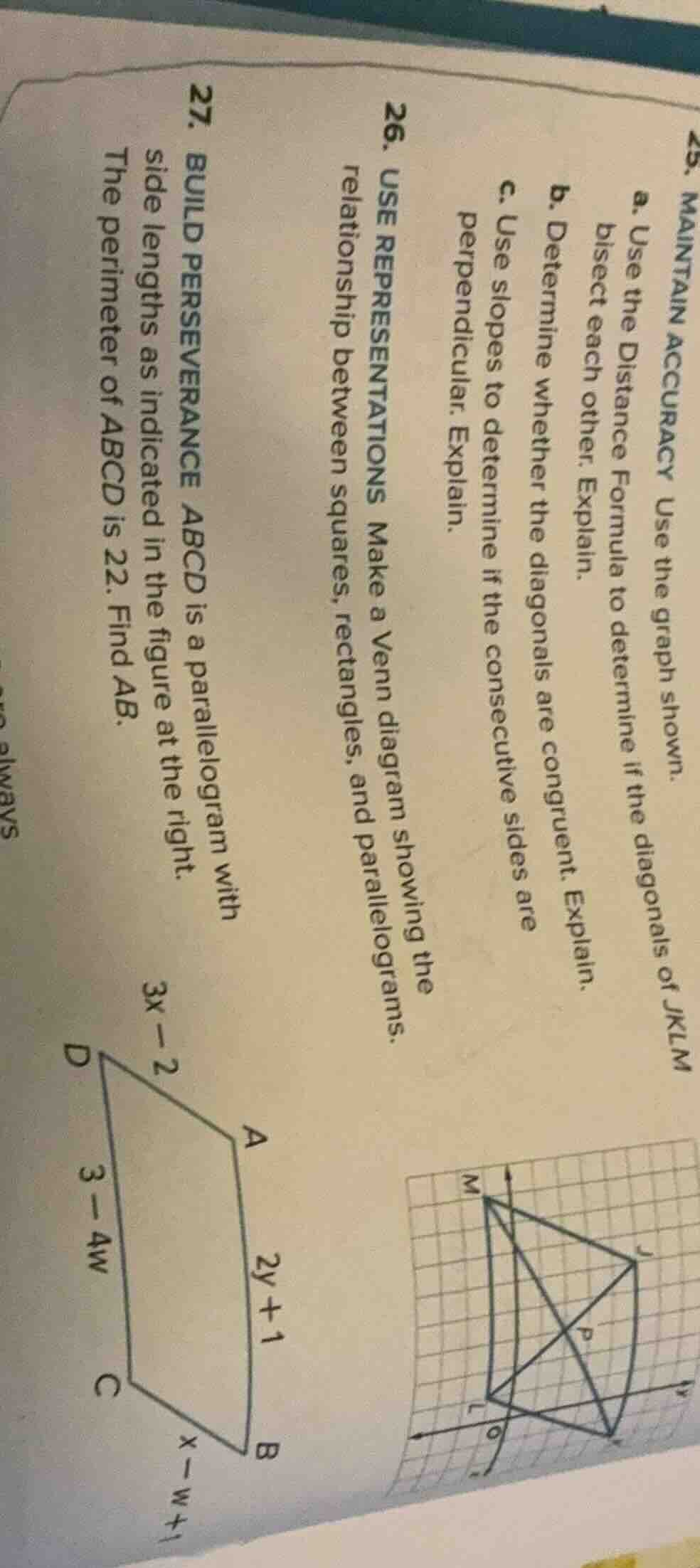 27. build perseverance abcd is a parallelogram with side lengths as ind…