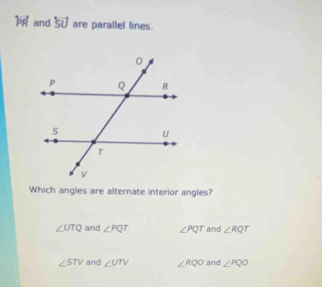 $\\overleftrightarrow{pr}$ and $\\overleftrightarrow{su}$ are parallel …