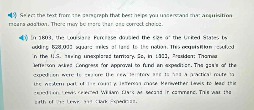 select the text from the paragraph that best helps you understand that …