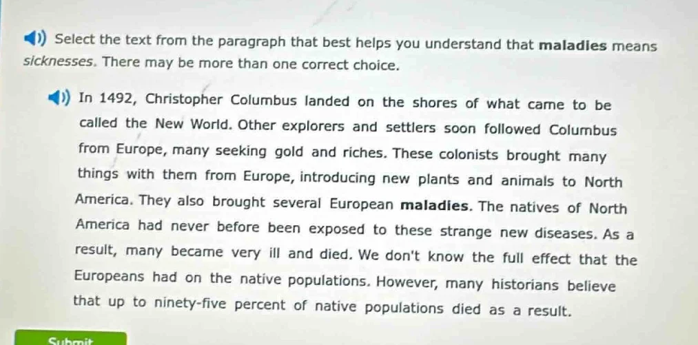 select the text from the paragraph that best helps you understand that …