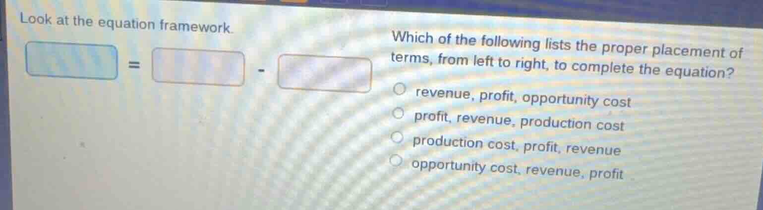 look at the equation framework. blue rectangle = orange rectangle - ora…