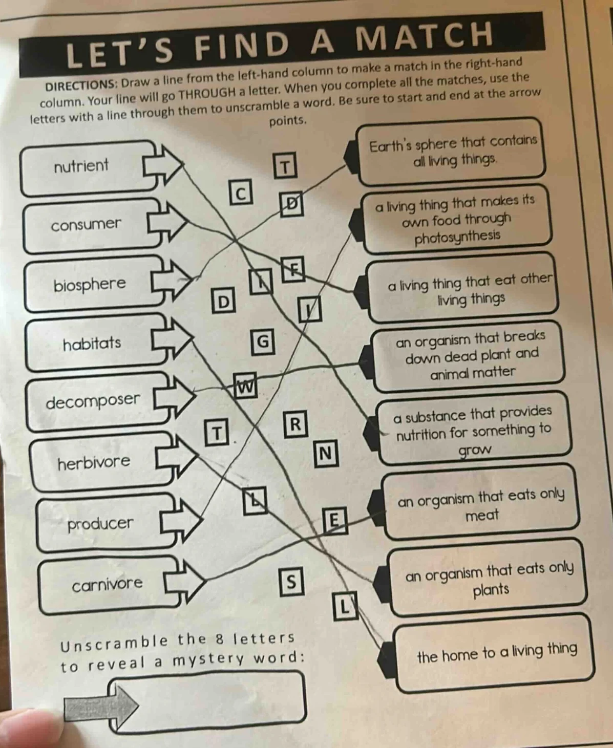 lets find a match directions: draw a line from the left - hand column t…