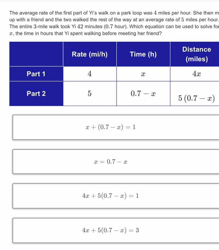 the average rate of the first part of yis walk on a park loop was 4 mil…