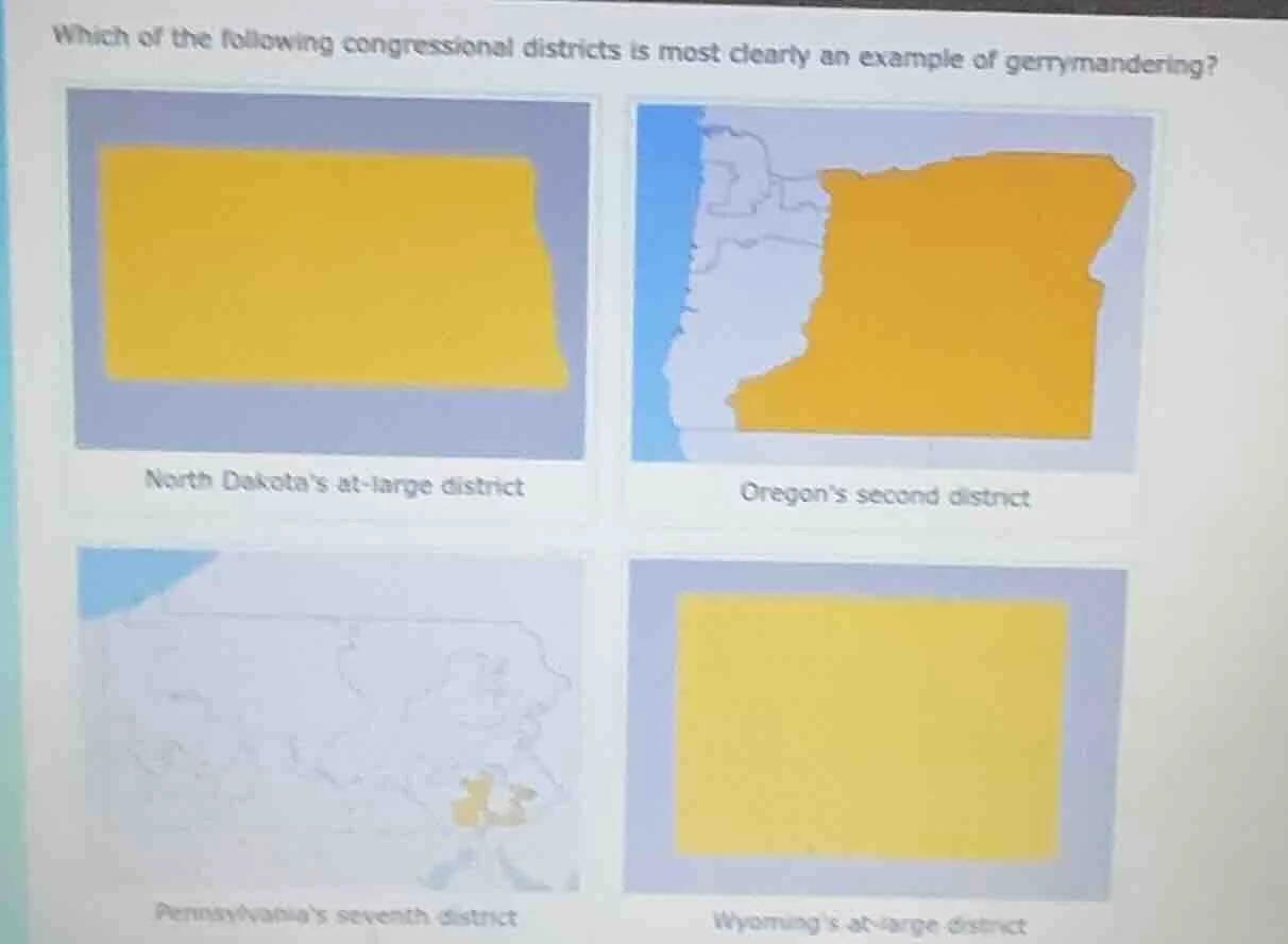 which of the following congressional districts is most clearly an examp…