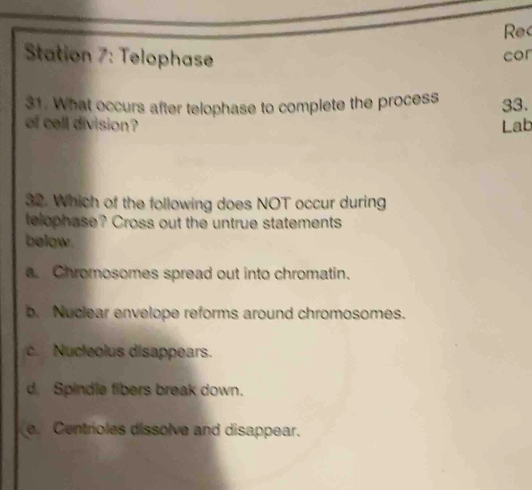 station 7: telophase 31. what occurs after telophase to complete the pr…