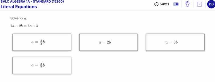 svlc algebra 1a - standard (15260) literal equations solve for a. 7a - …