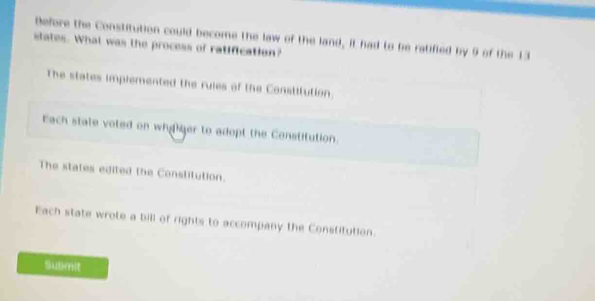 before the constitution could become the law of the land, it had to be …