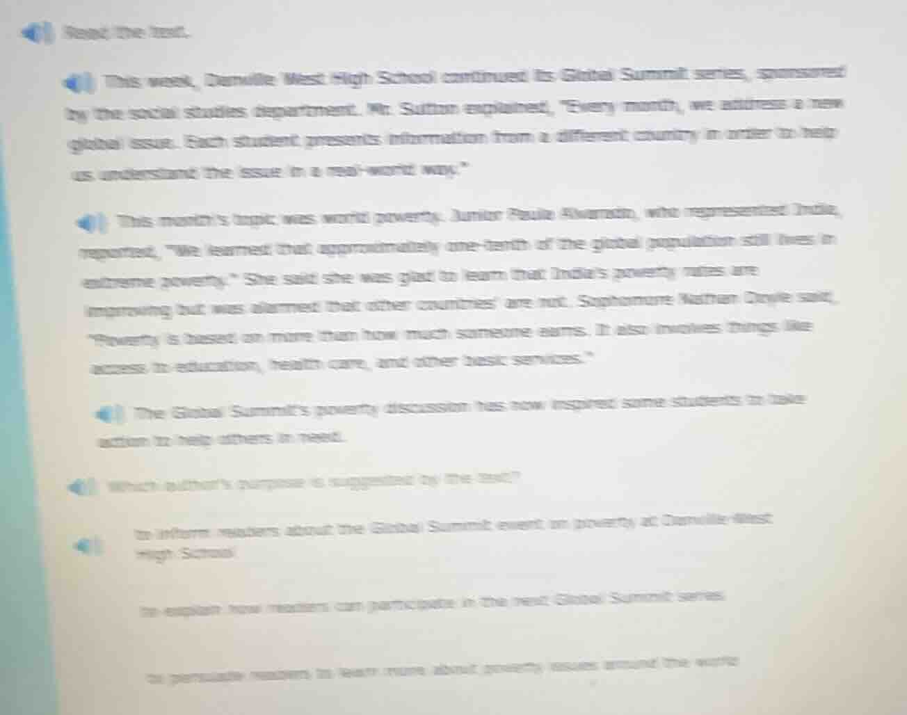read the text. this week, danville west high school continued its globa…
