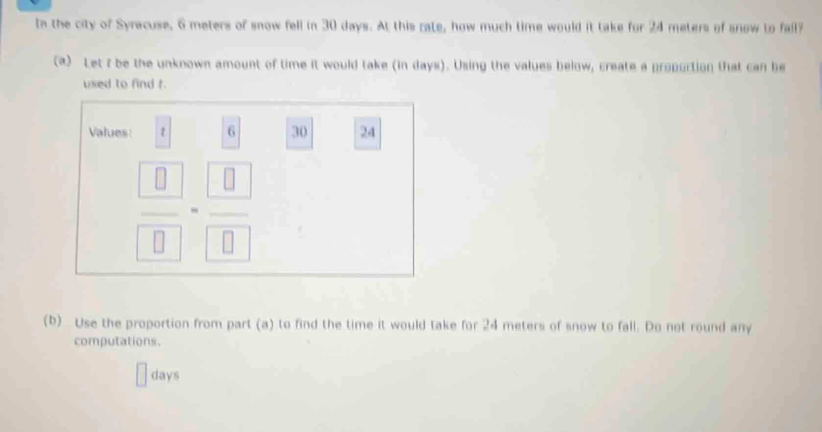 in the city of syracuse, 6 meters of snow fall in 30 days. at this rate…