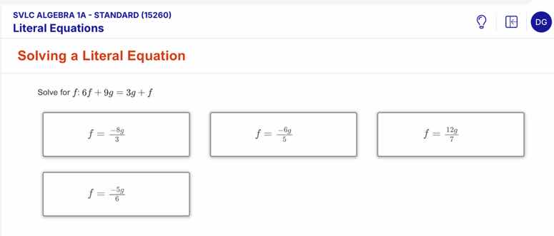 svlc algebra 1a - standard (15260) literal equations solving a literal …